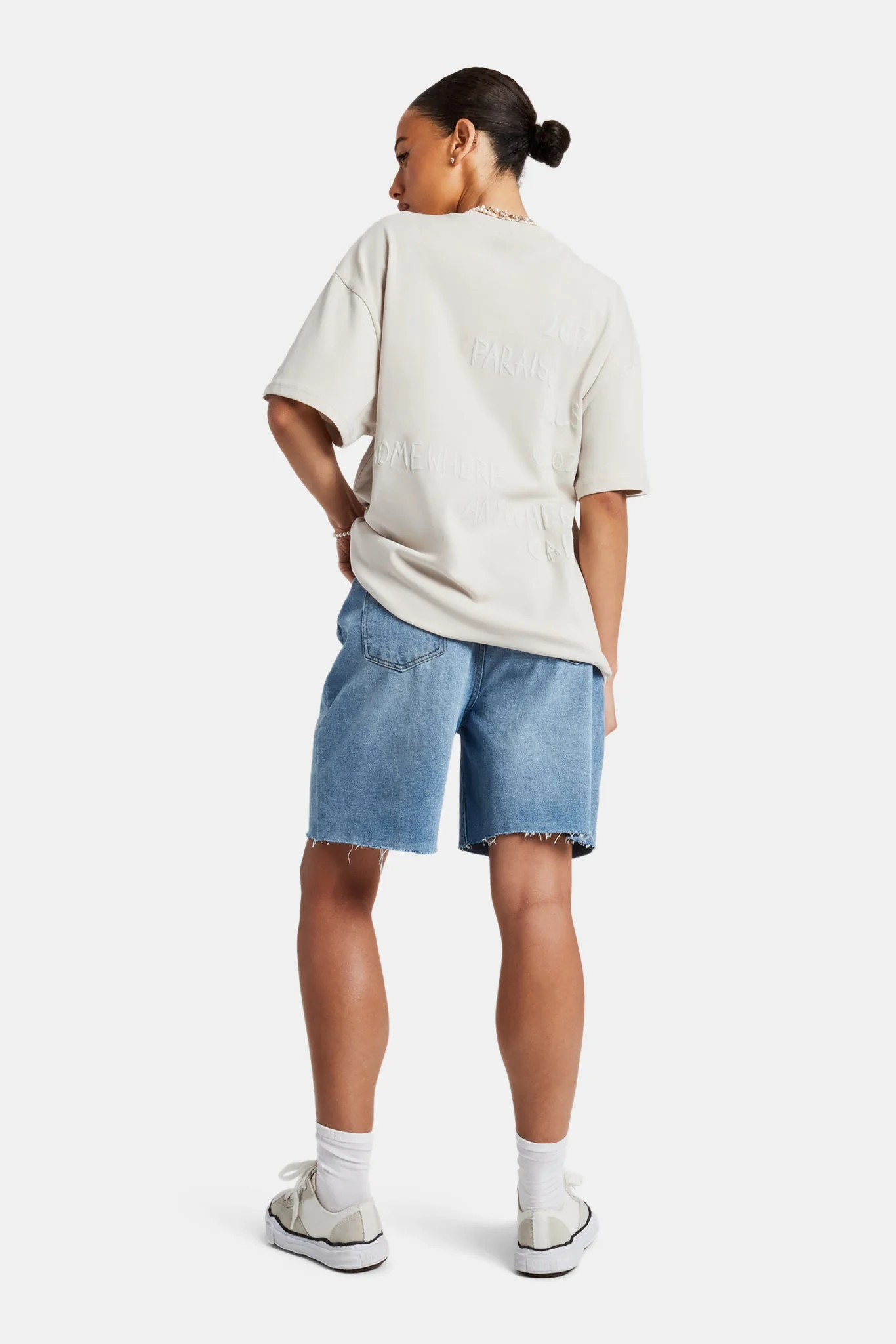 Womens Parasio Hills Text Oversized T-Shirt - Stone - Image 7