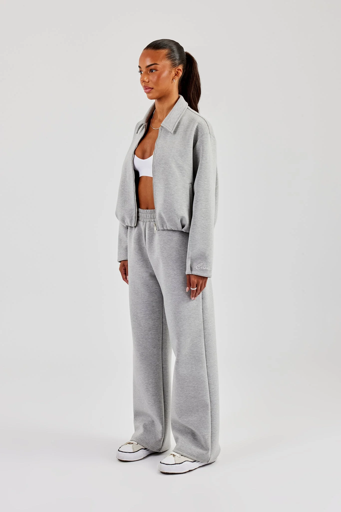 Womens Scuba Harrington Jacket & Jogger - Grey - Image 2