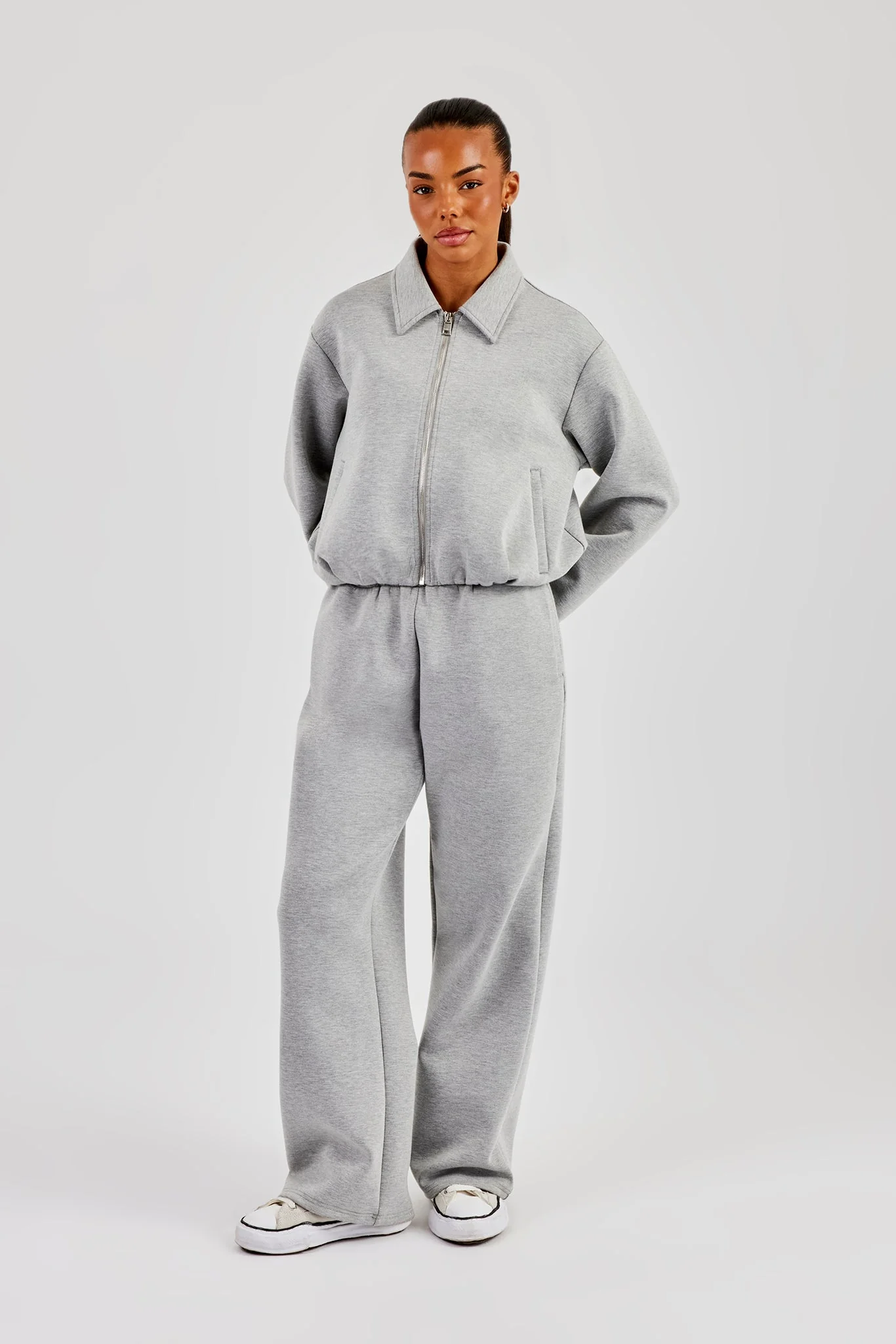 Womens Scuba Harrington Jacket & Jogger - Grey - Image 4
