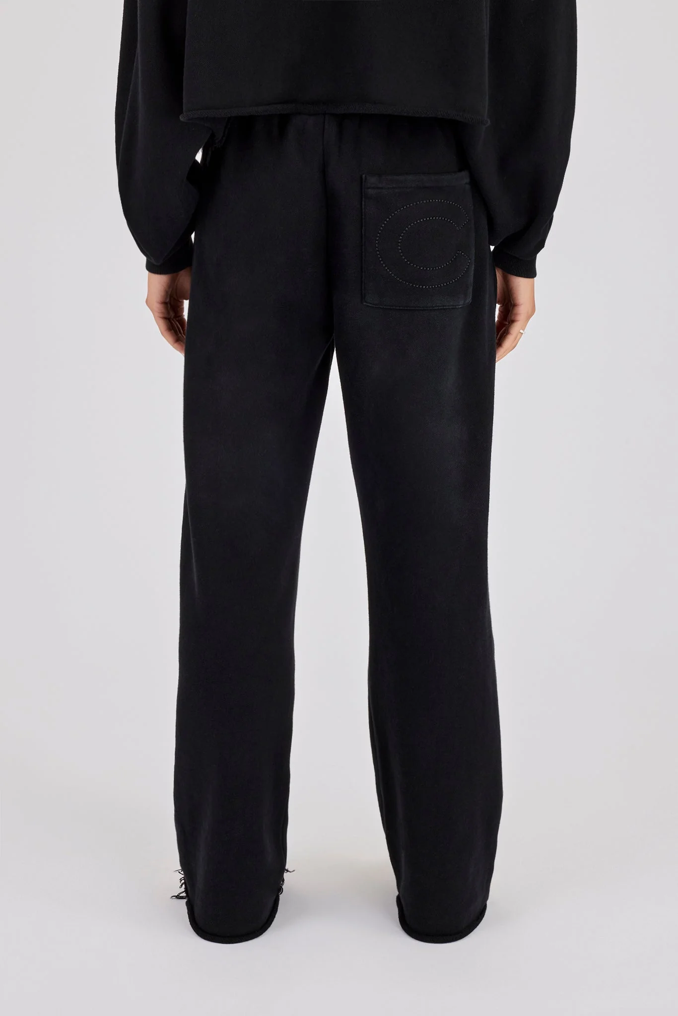 Womens Washed Wide Leg Jogger - Black - Image 3