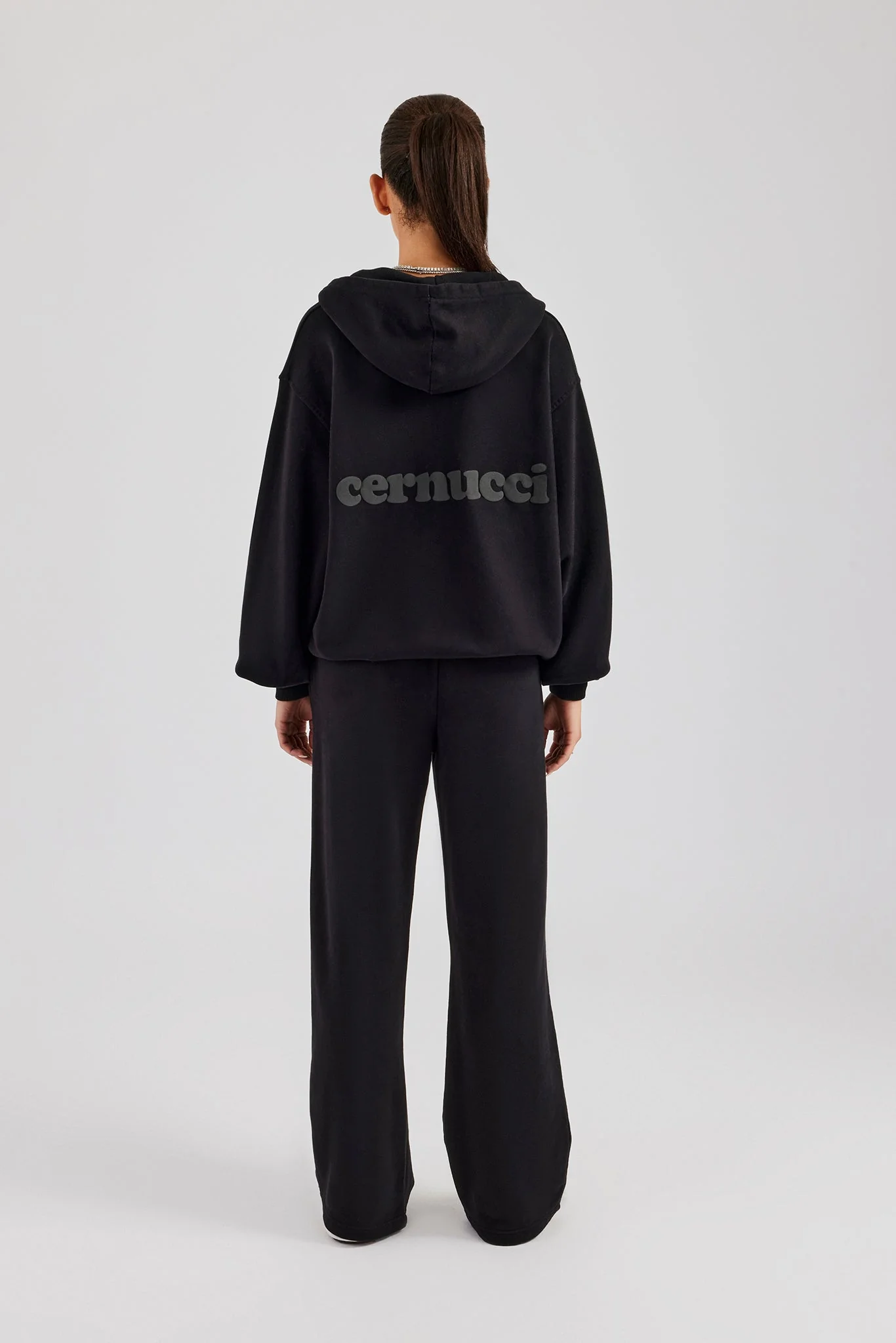 Womens Zip Through Hoodie and Jogger Set - Black - Image 5