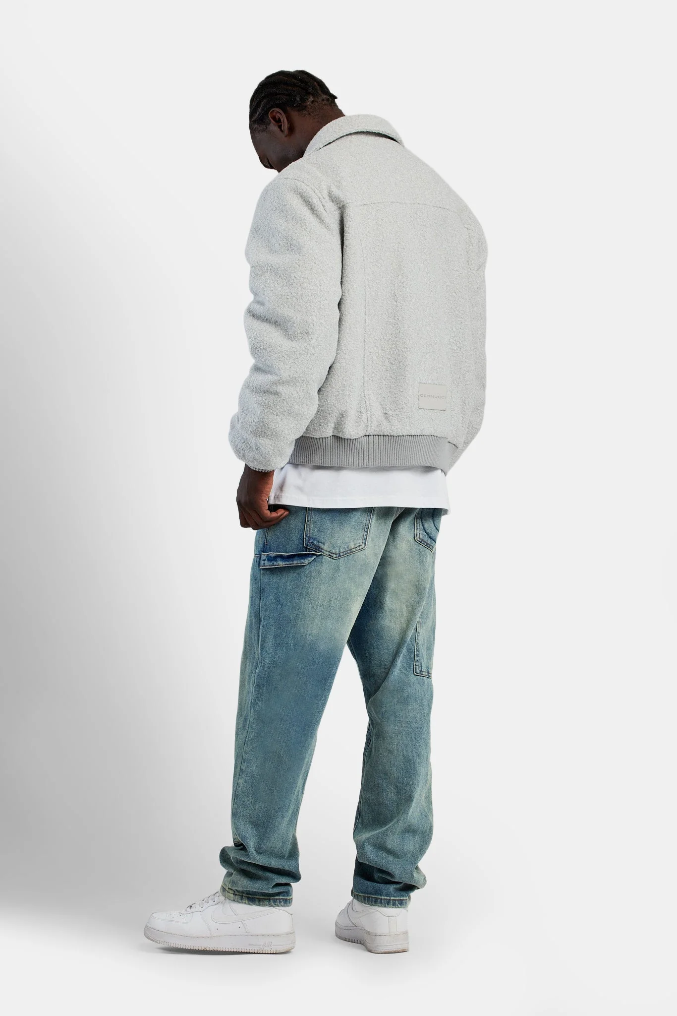 Wool Harrington Jacket - Light Grey - Image 3