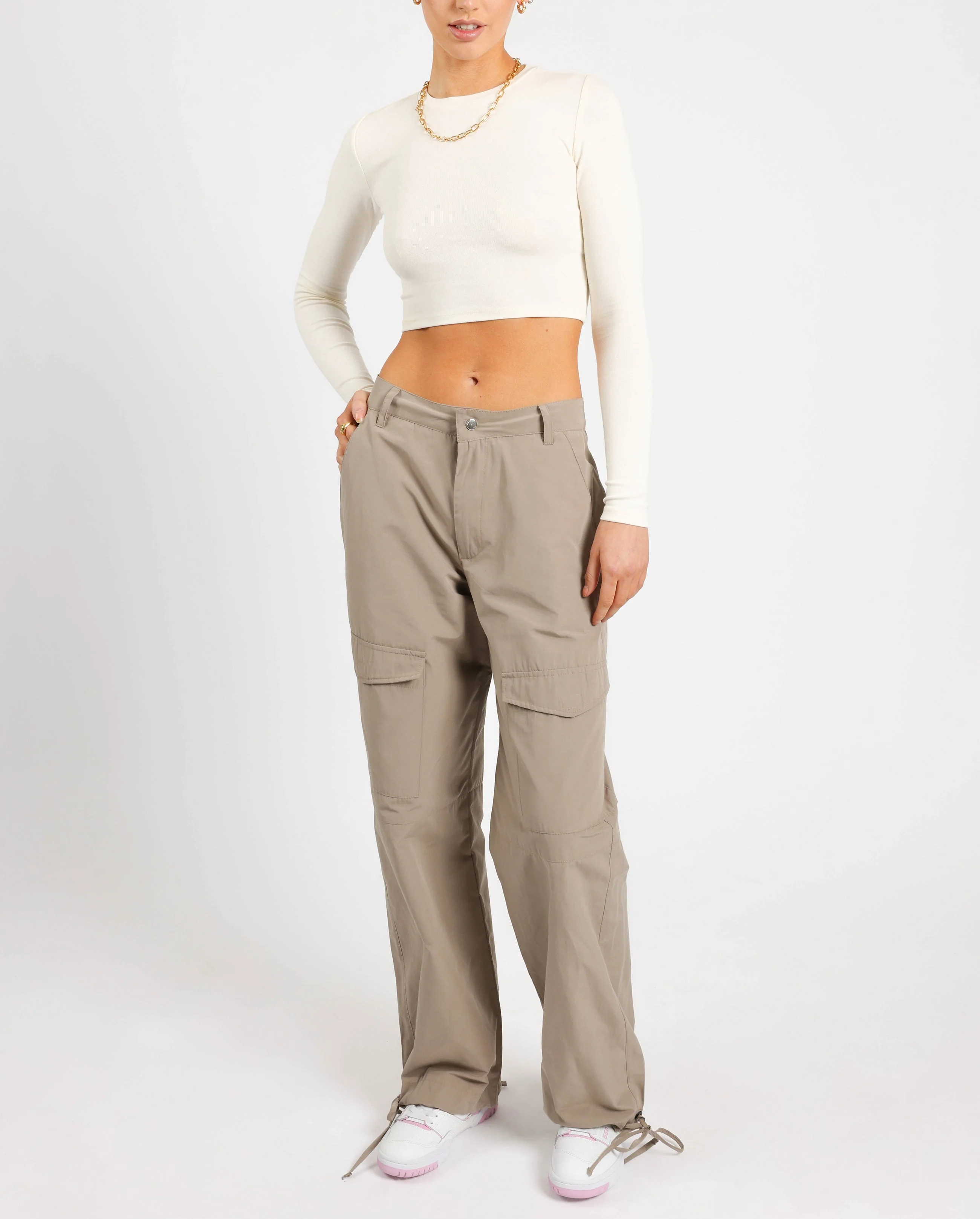 Woven Cargo Trouser - Beige - Image 3
