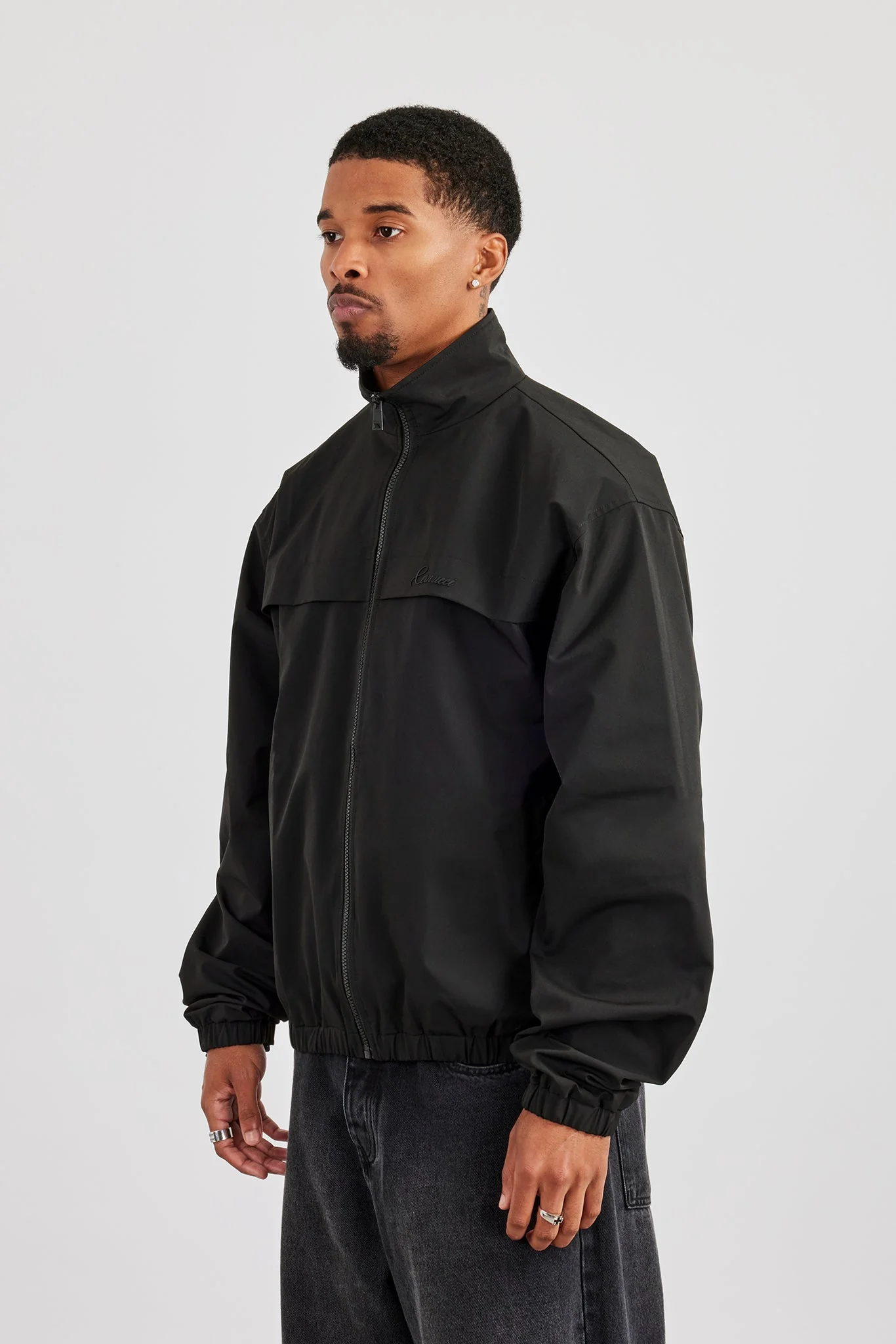 Zip Front High Build Funnel Neck Jacket - Black - Image 2