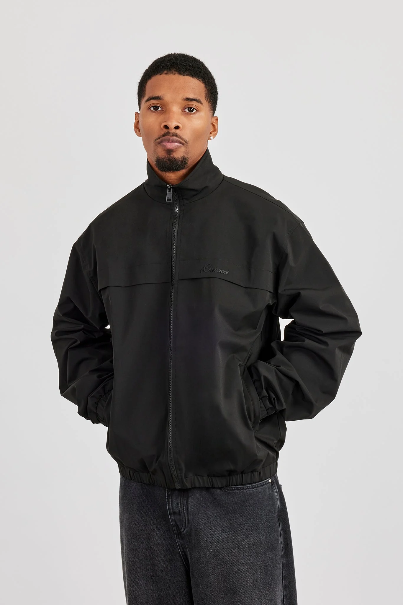 Zip Front High Build Funnel Neck Jacket - Black - Image 4