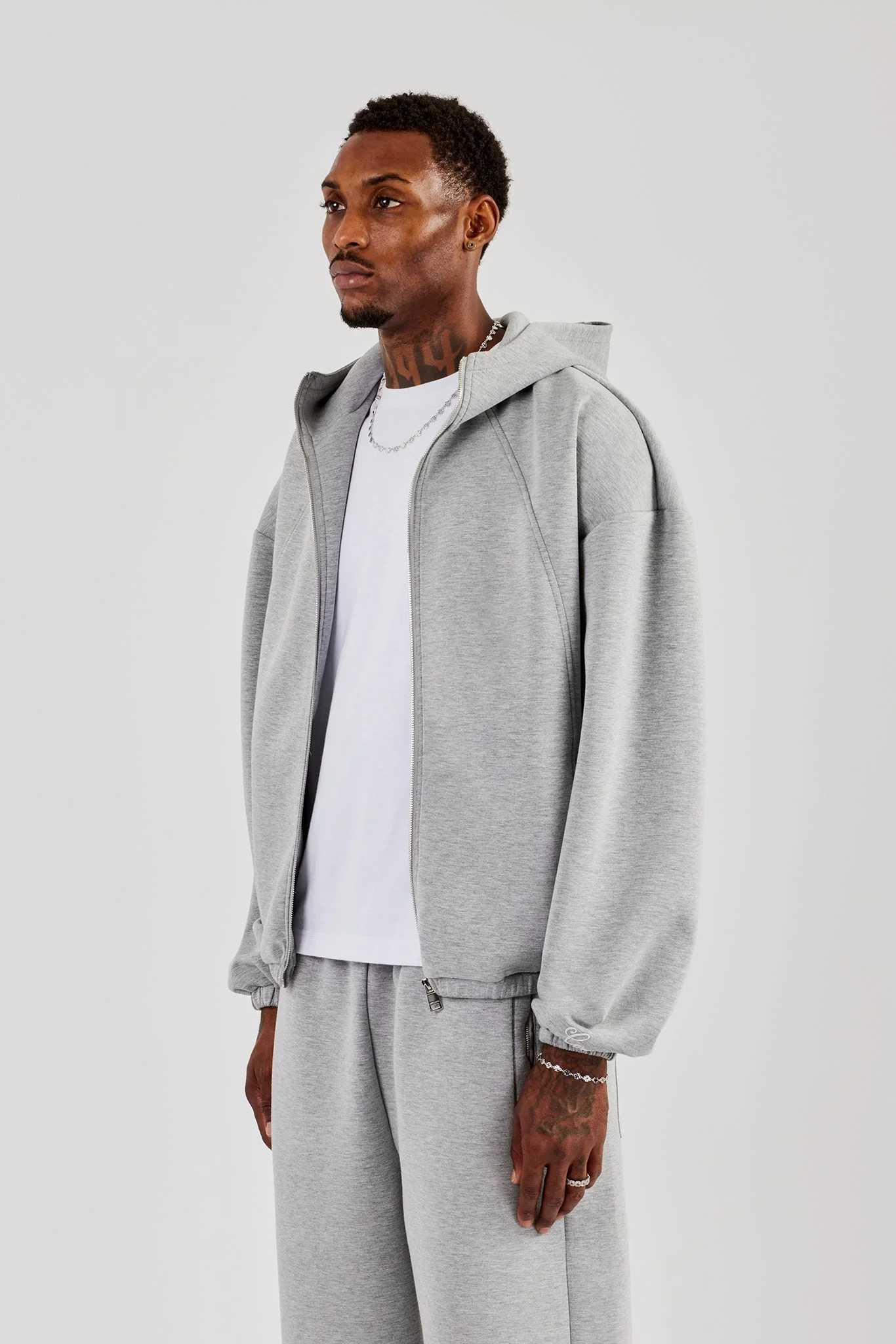 Zip Hooded Panelled Scuba Jacket - Image 2