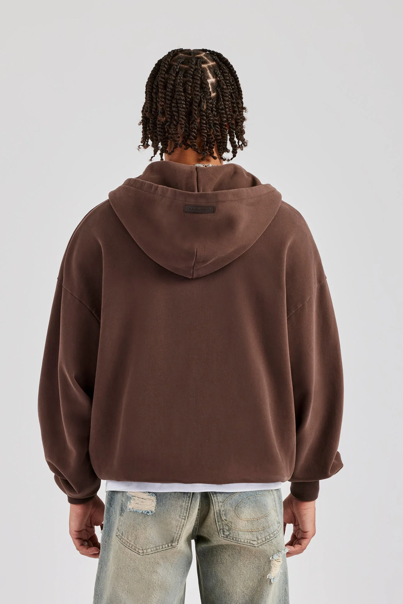 Zip Through Hoodie - Chocolate - Image 2