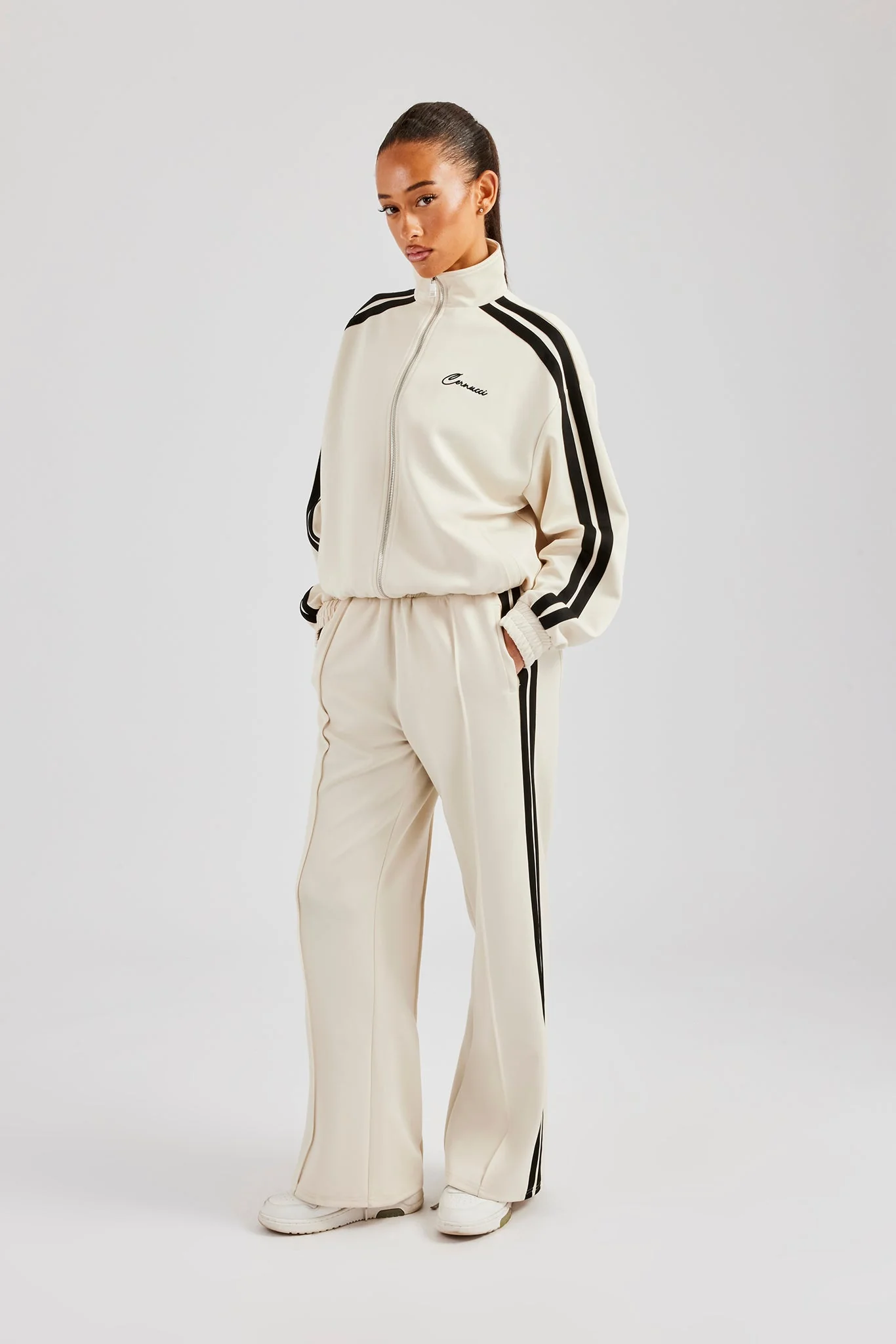 Zip Through Taping Track Jacket - Off White - Image 3