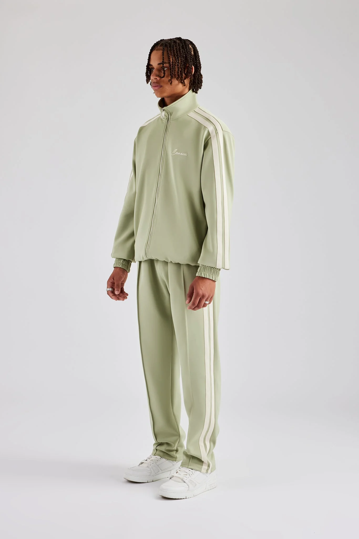 Zip Through Taping Tracksuit - Sage - Image 2