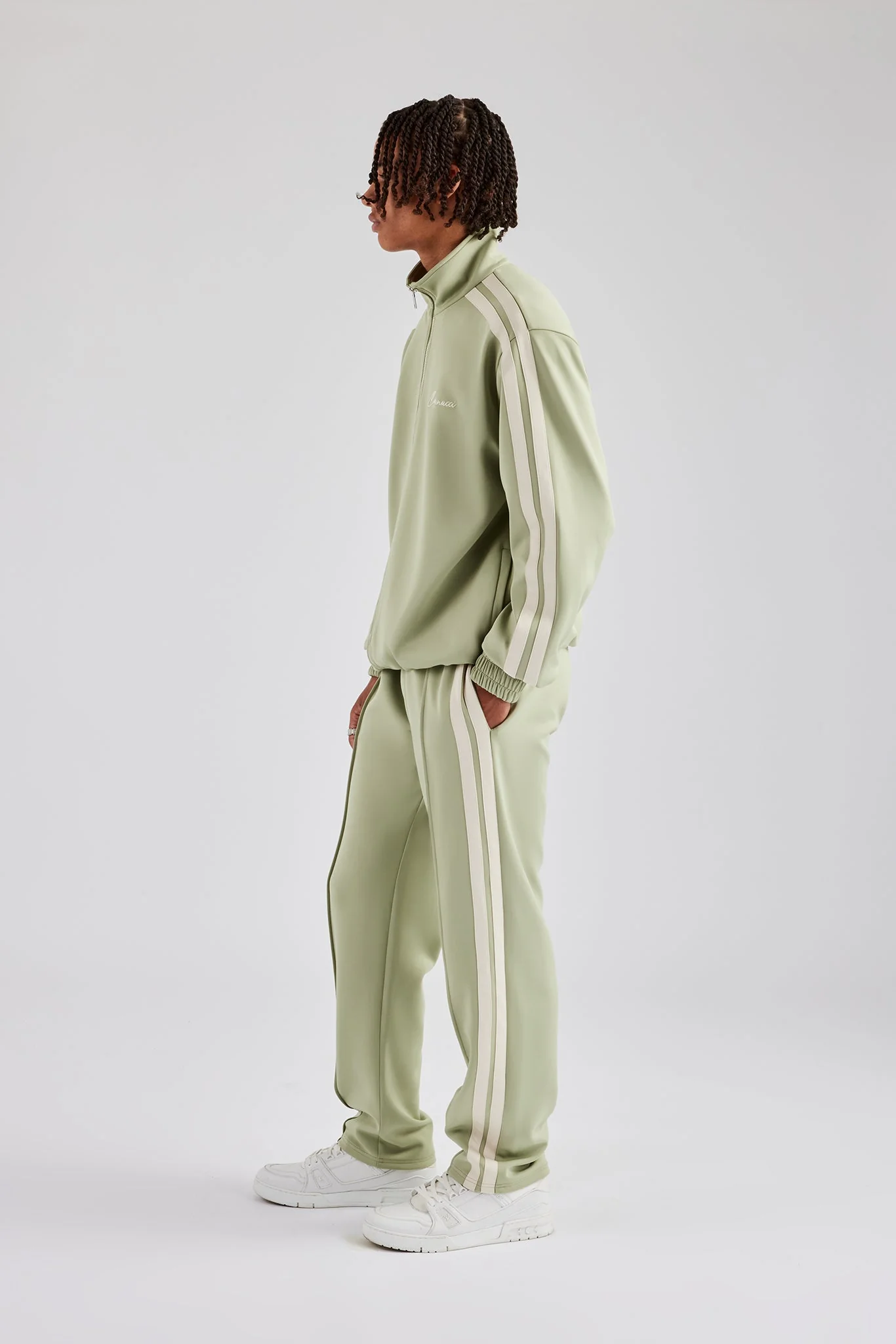 Zip Through Taping Tracksuit - Sage - Image 4